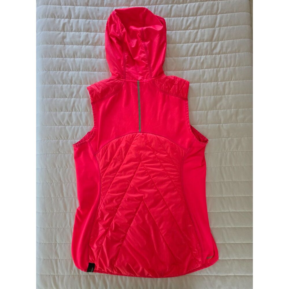 New Balance Running Hoodie Vest Size L Hot Pink Quilted Insulated Activewear
